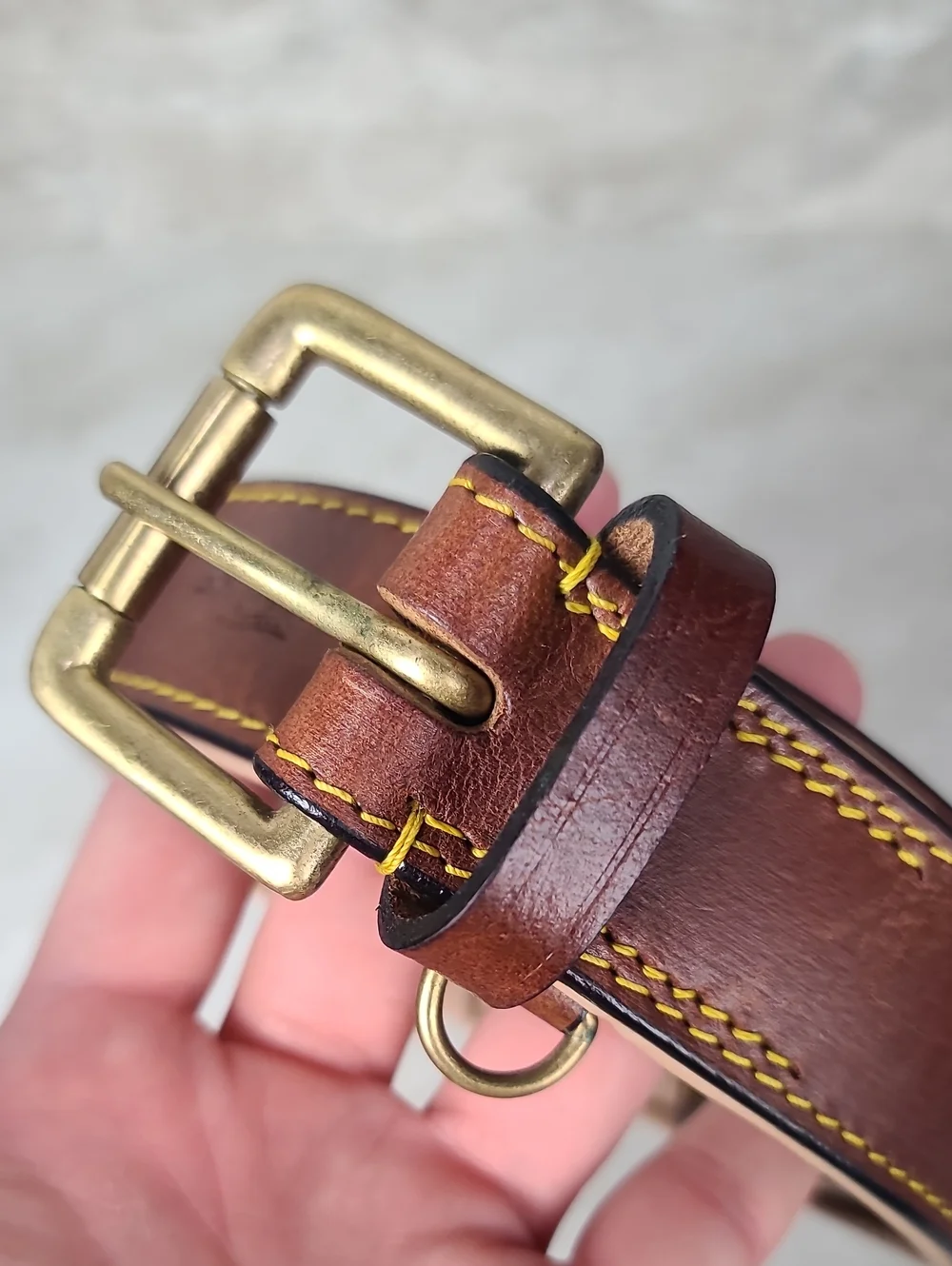 Soft Touch Collars Two-Tone Brown Leather Belt-Style Dog Collar Brass Buckle 24